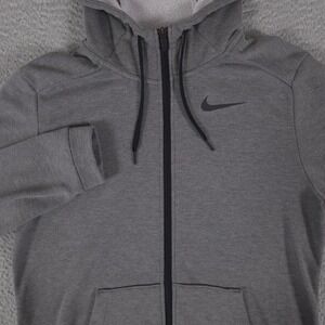 Nike Hoodie Mens Medium Gray Dri-Fit Full Zip Performance Sweatshirt Workout